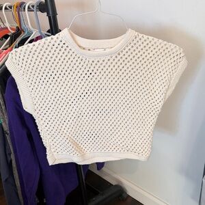 Altar’d State Crop Cream Knit Women's Top